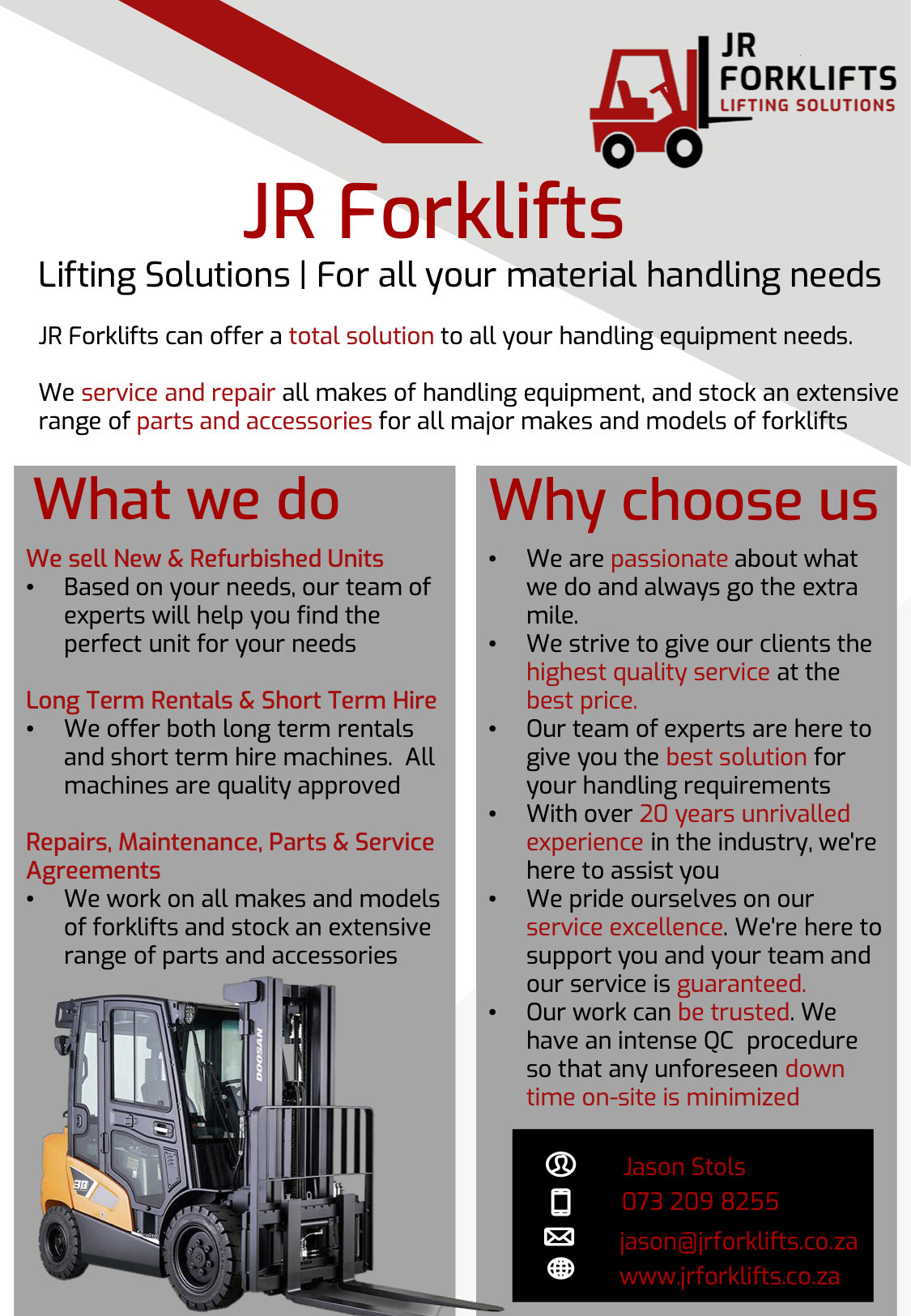 Our forklift options 